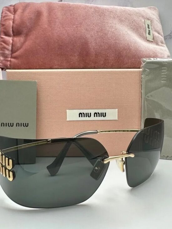 ✨ Miu Miu Rimless Black Sunglasses with Gold Logo main image 4